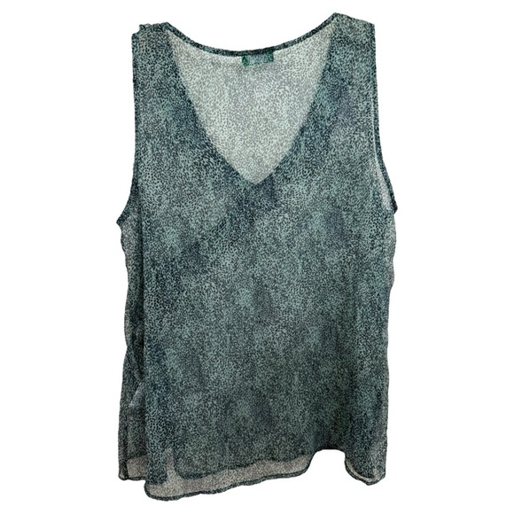 Vintage Y2K Silk Sheer Ruffle Top Size Medium Green Animal Print Made In Italy - Picture 6 of 7